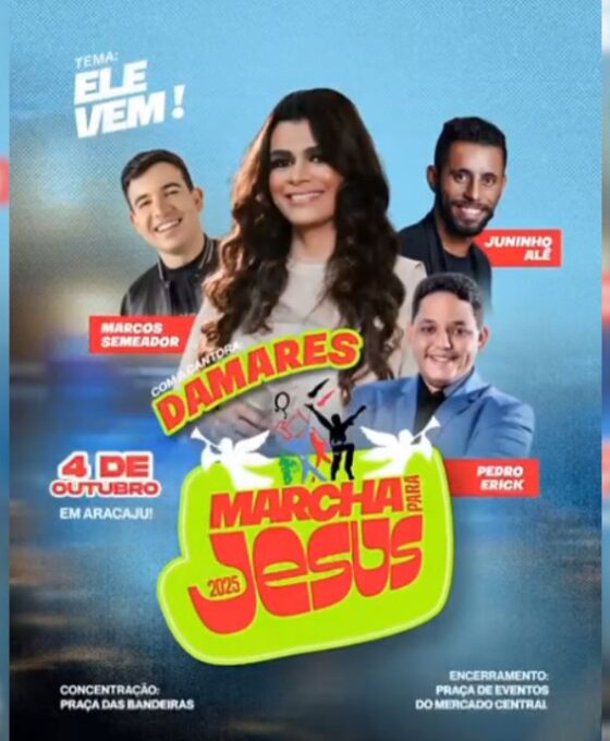 Aracaju recebe Marcha para Jesus 2025 no dia 4 de outubro