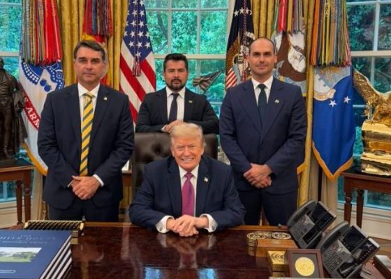 Flavio Bolsonaro Donald Trump Eduardo e Paulo Figueiredo